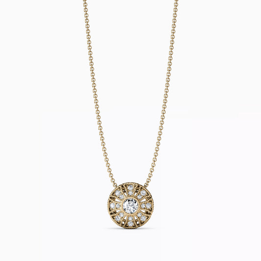 Diamond Milgrain Sun Pendant in 14K Gold
