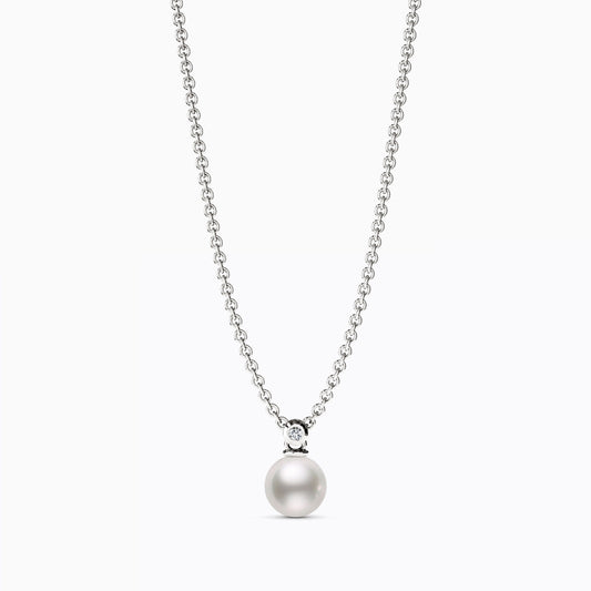 7.0-7.5 mm Akoya Pearl Stud Diamond Pendant in 14K Gold