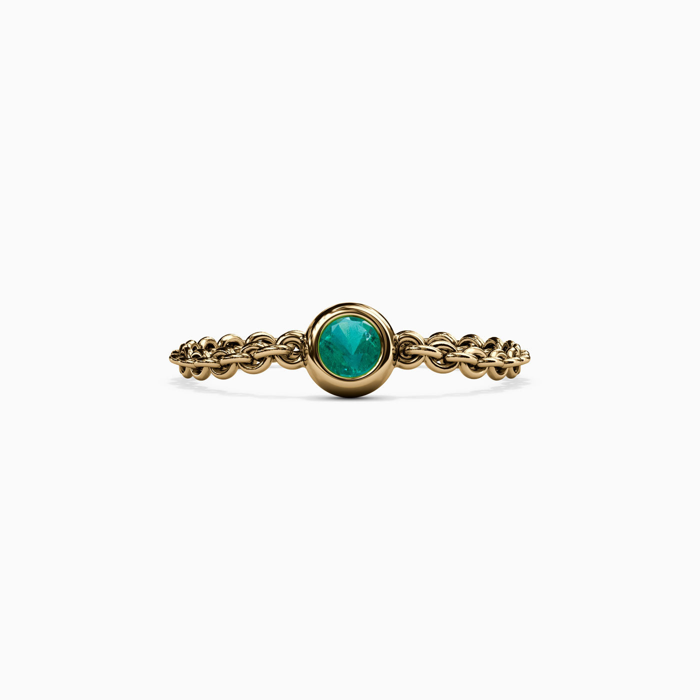 Emerald Bezel Chain Stackable Ring in 14K Gold