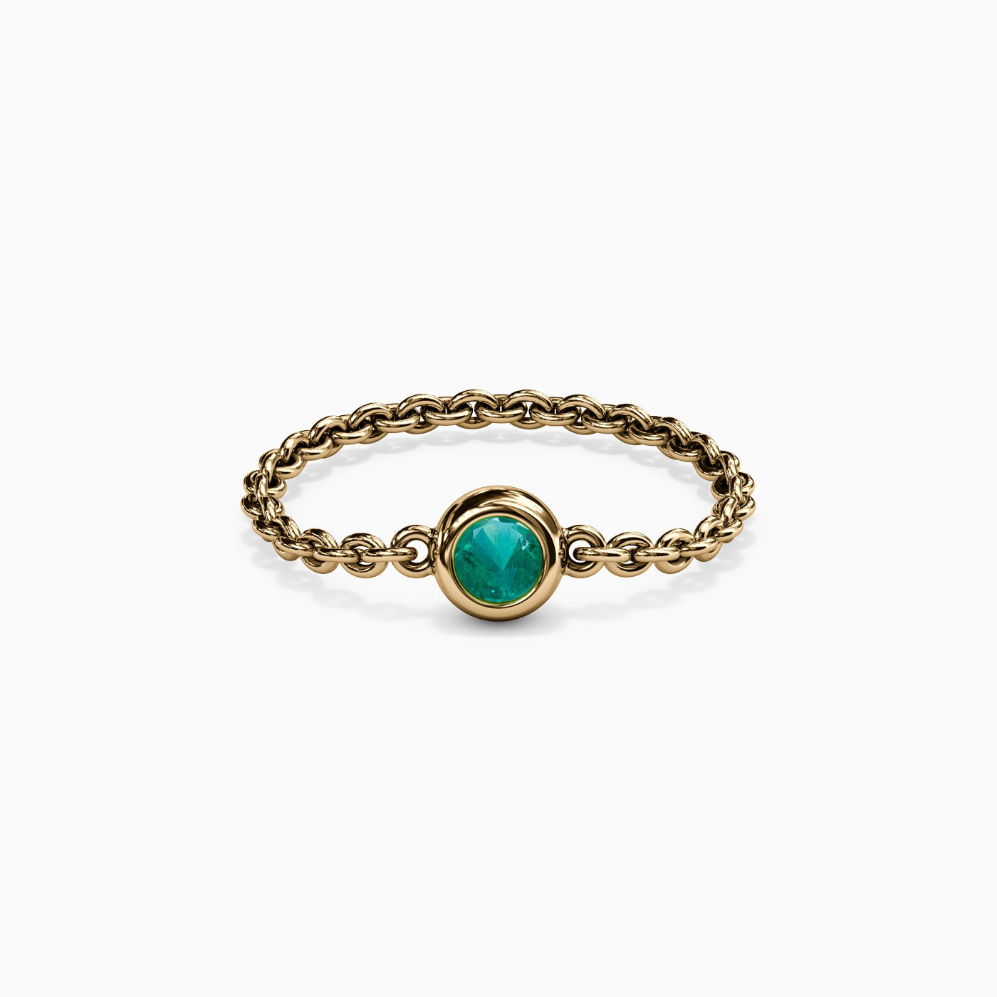 Emerald Bezel Chain Stackable Ring in 14K Gold