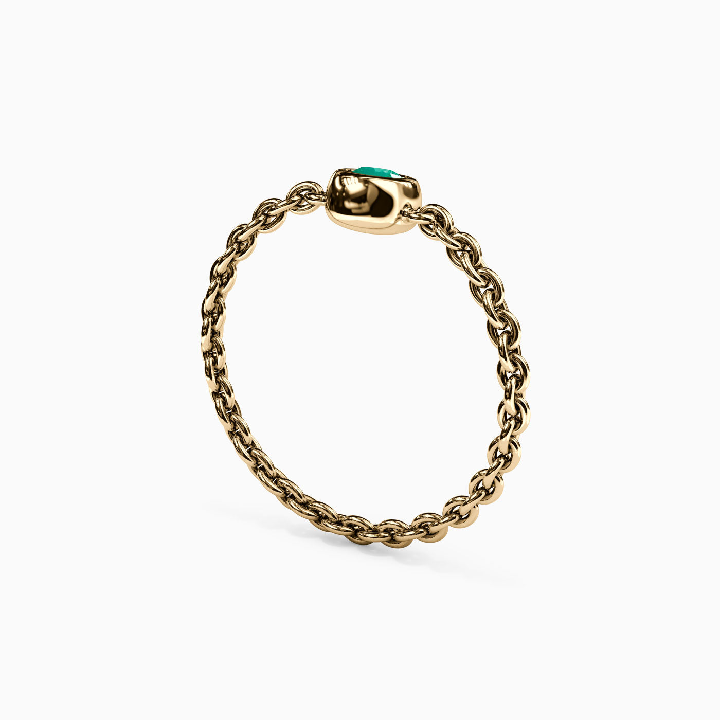 Emerald Bezel Chain Stackable Ring in 14K Gold