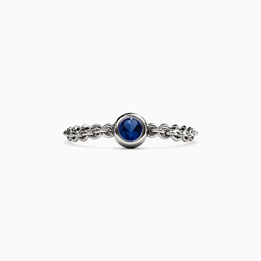 Sapphire Bezel Chain Stackable Ring in 14K Gold