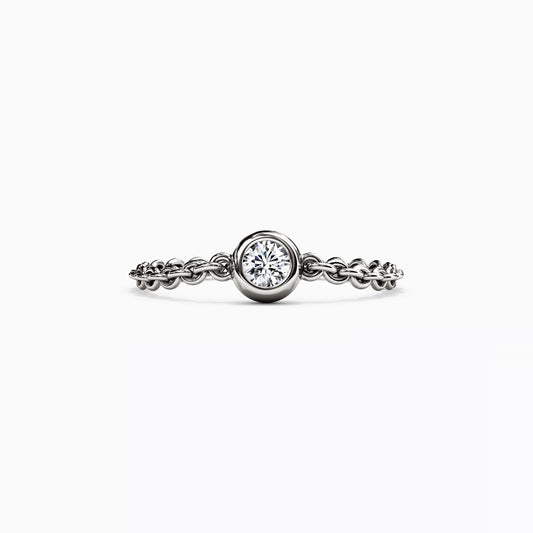 Diamond Bezel Chain Stackable Ring in 14K Gold