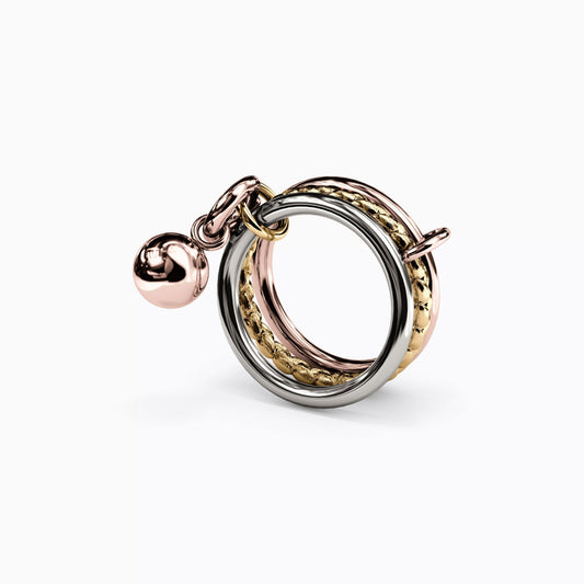 Stacked Ring in 14K Gold & Sterling Silver