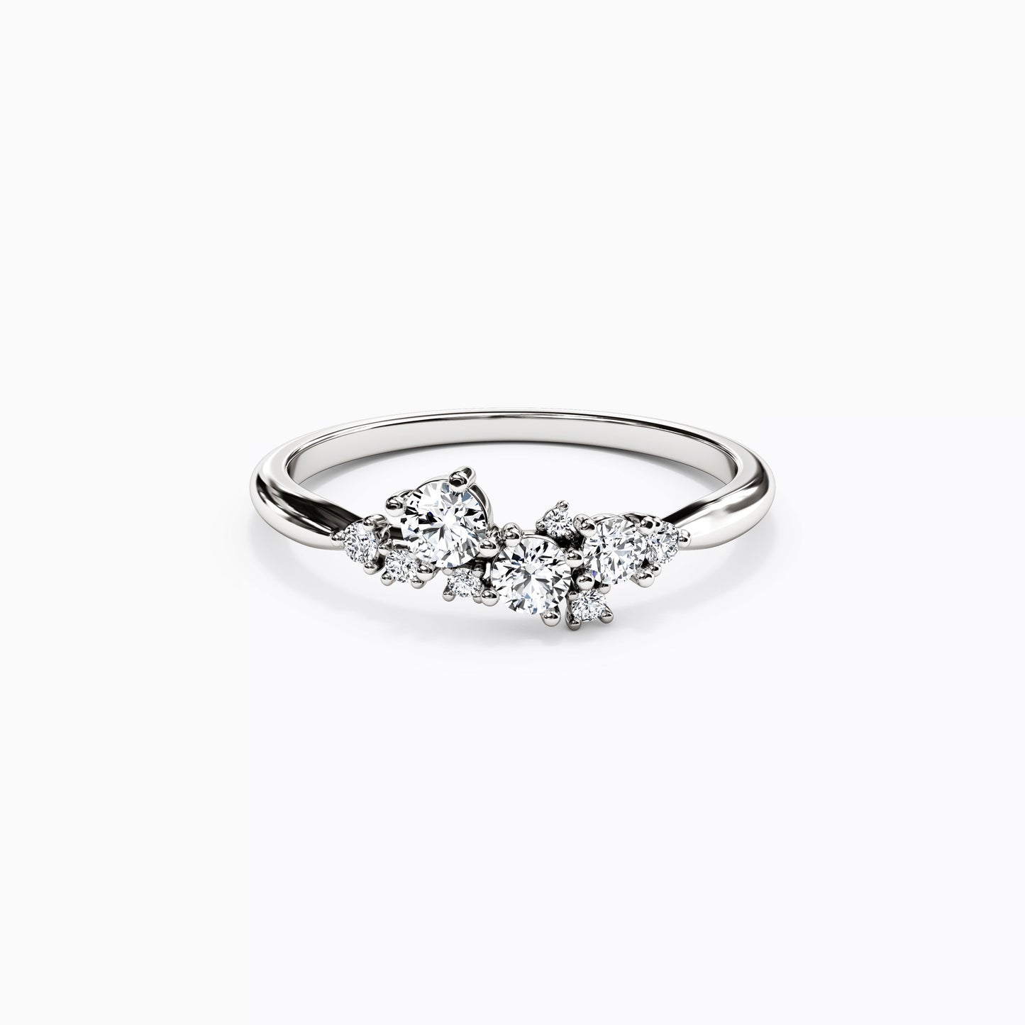 Cluster Diamonds Prong Set Ring in 14K Gold