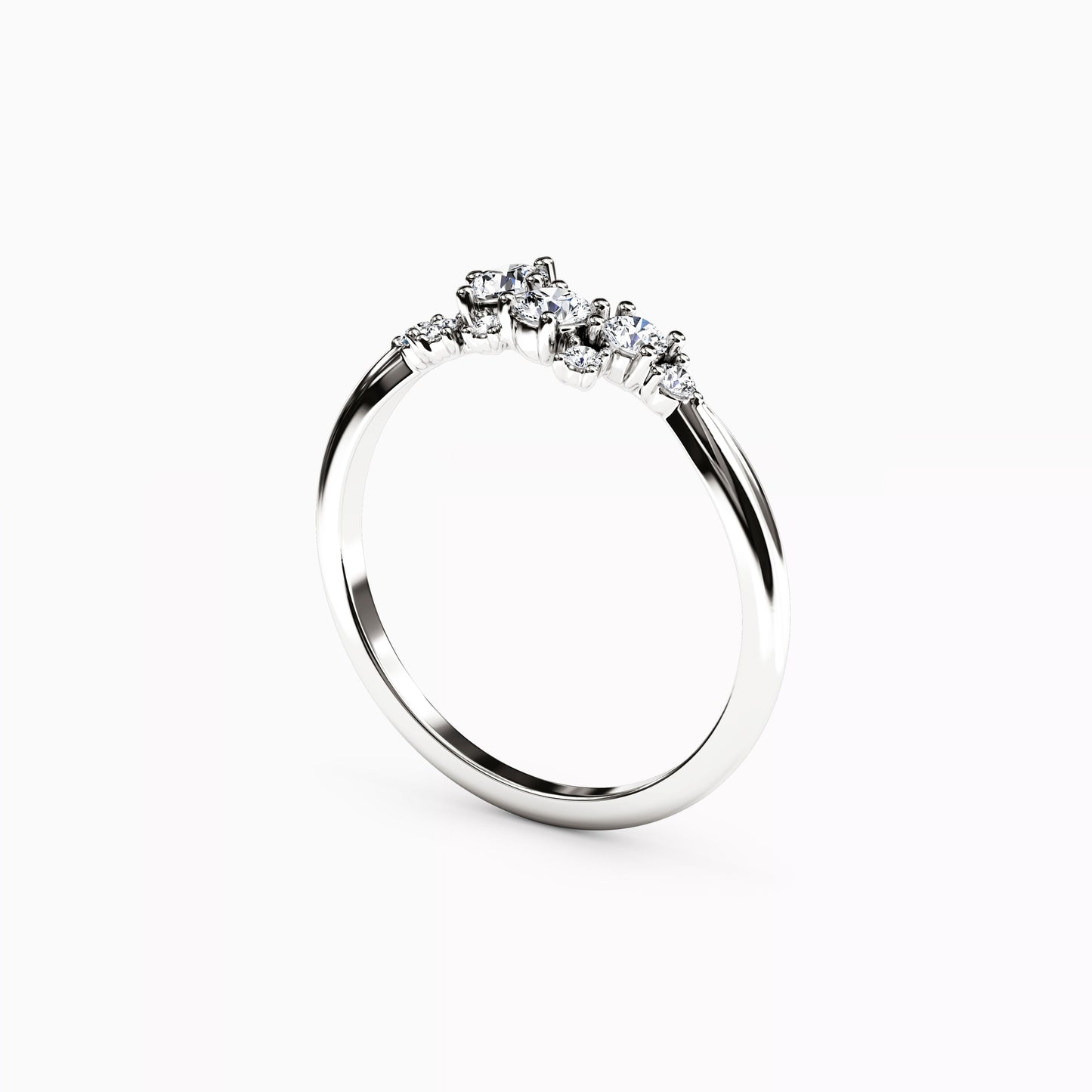Cluster Diamonds Prong Set Ring in 14K Gold