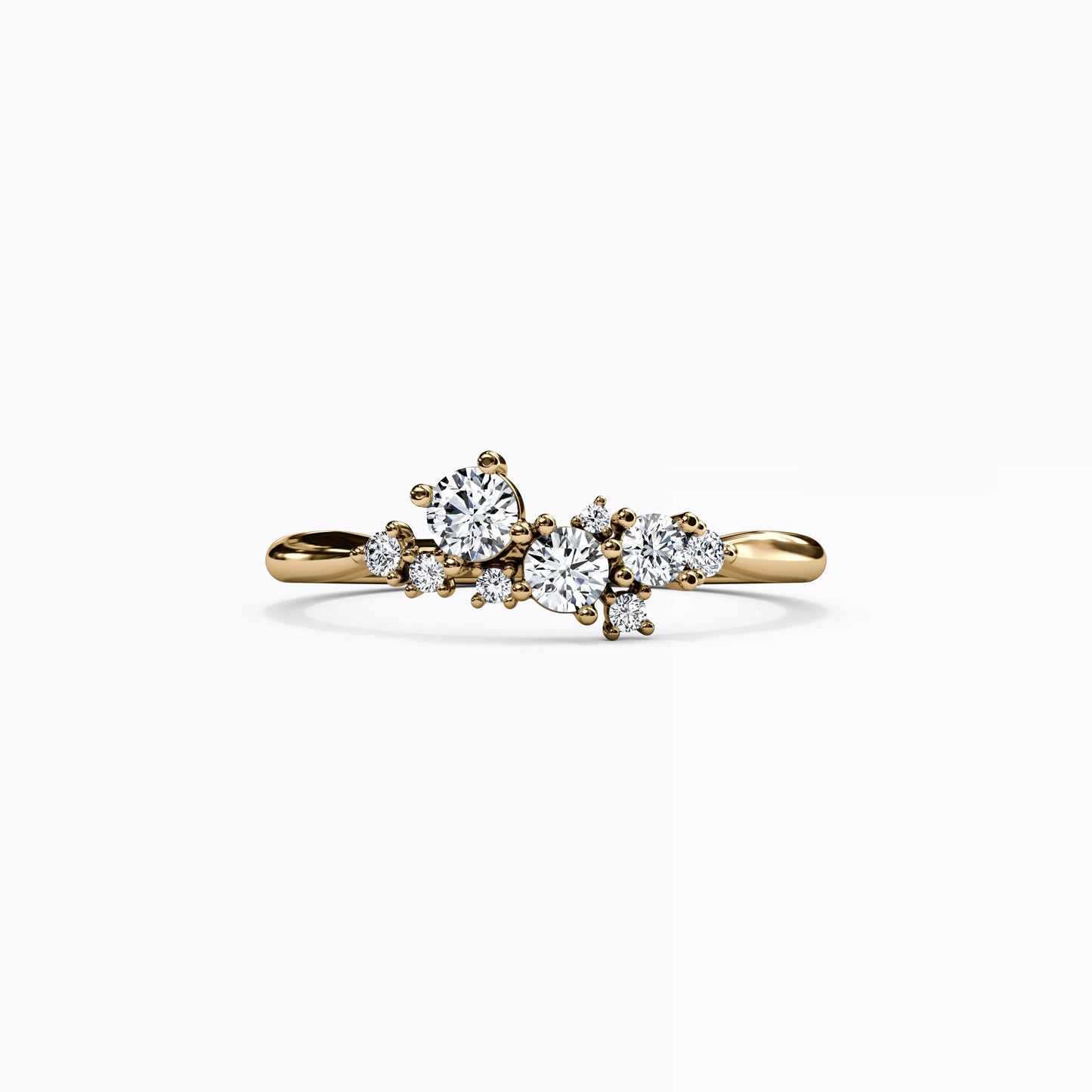 Cluster Diamonds Prong Set Ring in 14K Gold