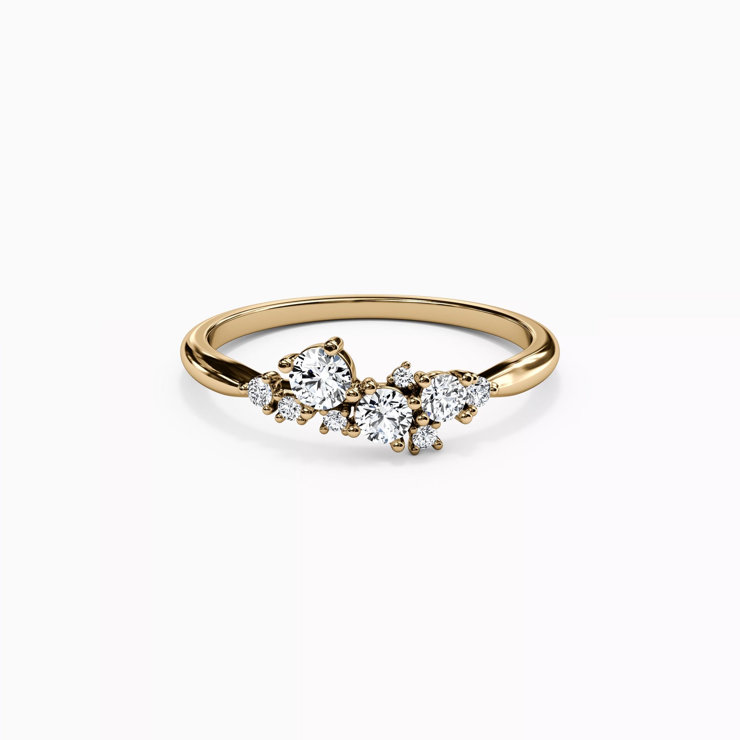 Cluster Diamonds Prong Set Ring in 14K Gold