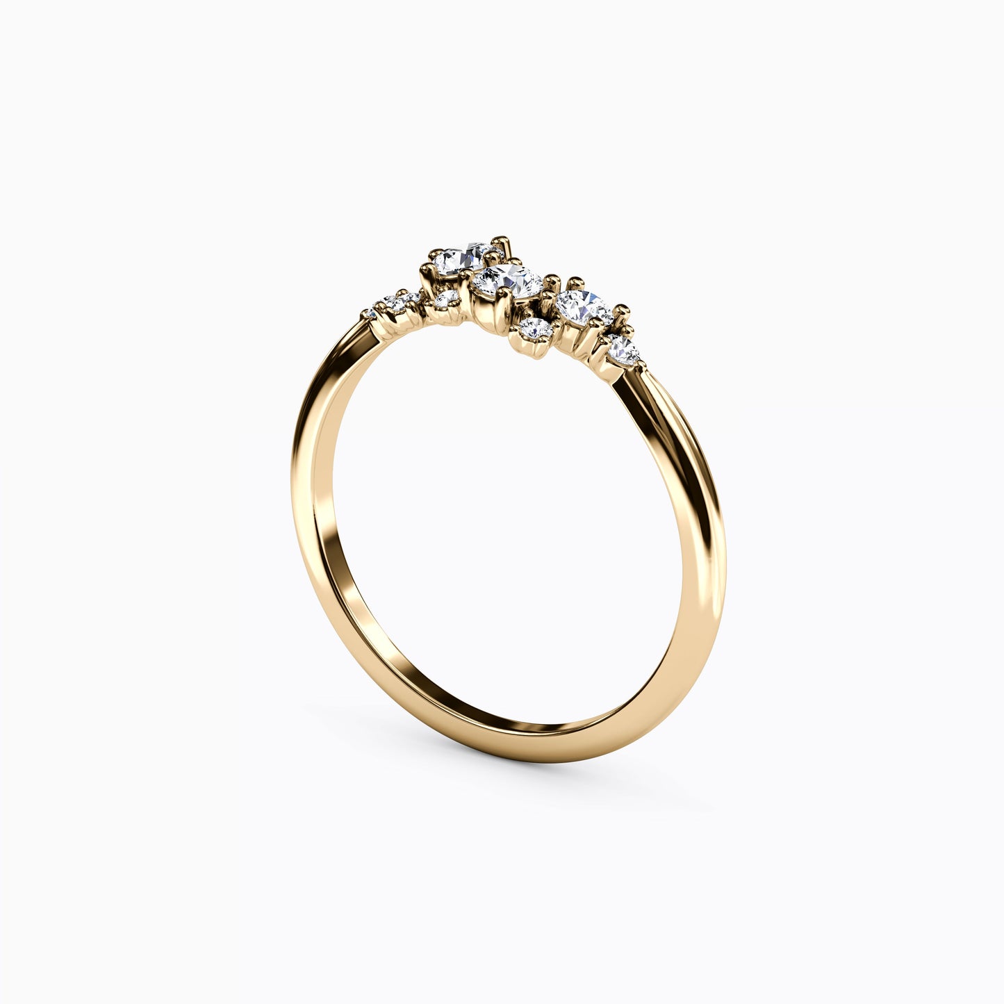 Cluster Diamonds Prong Set Ring in 14K Gold
