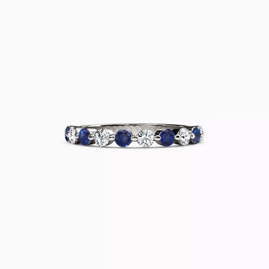 Alternating Diamond and Sapphire Ring in 14K Gold