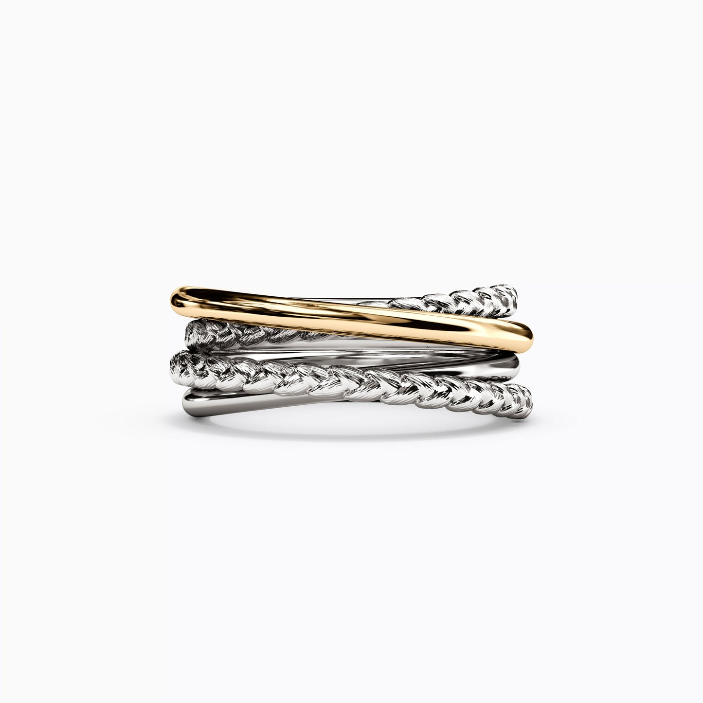 Two-Tone Intertwined Ring in 14K Gold and Sterling Silver Mix