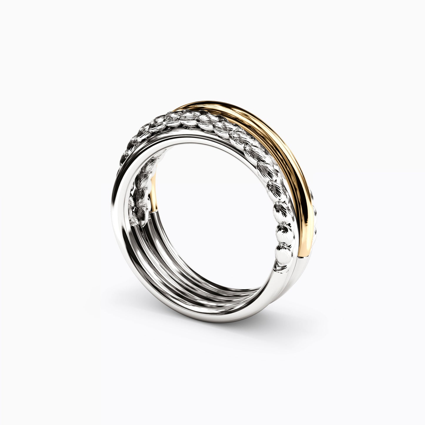 Two-Tone Intertwined Ring in 14K Gold and Sterling Silver Mix