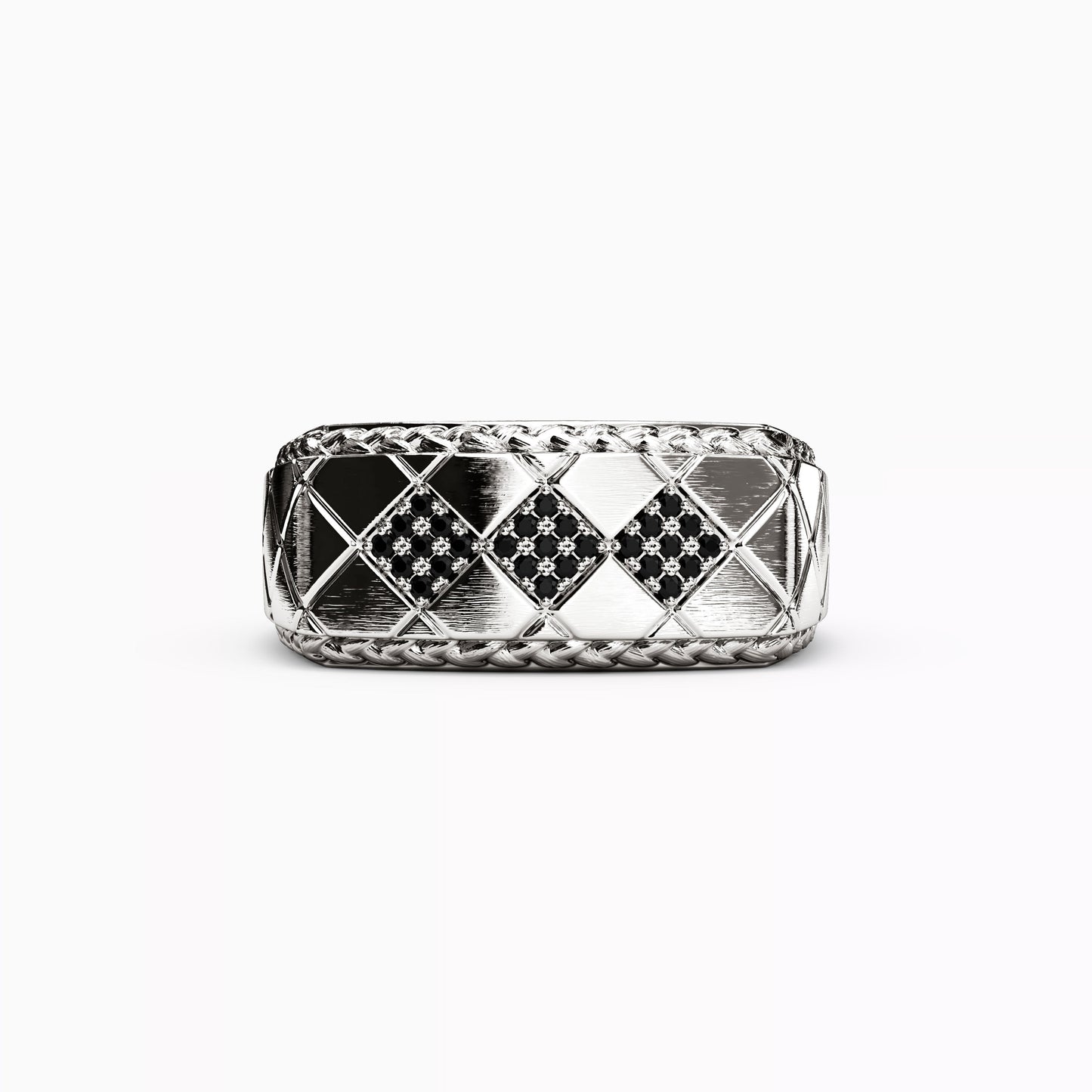 Black Diamond Checkers and Wealth Men's Ring in Sterling Silver
