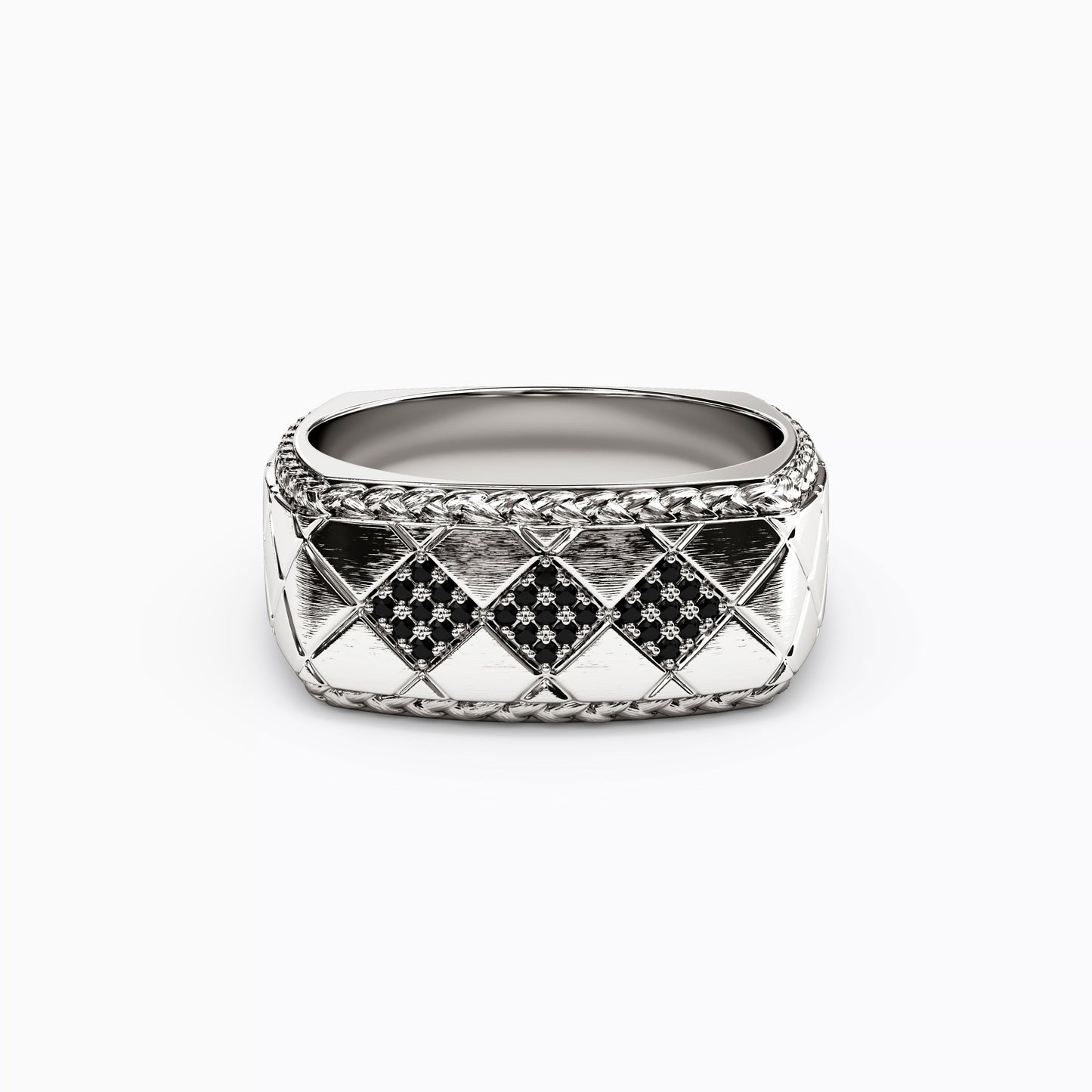 Black Diamond Checkers and Wealth Men's Ring in Sterling Silver