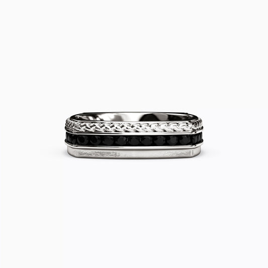 Black Diamond Men's Ring in Sterling Silver