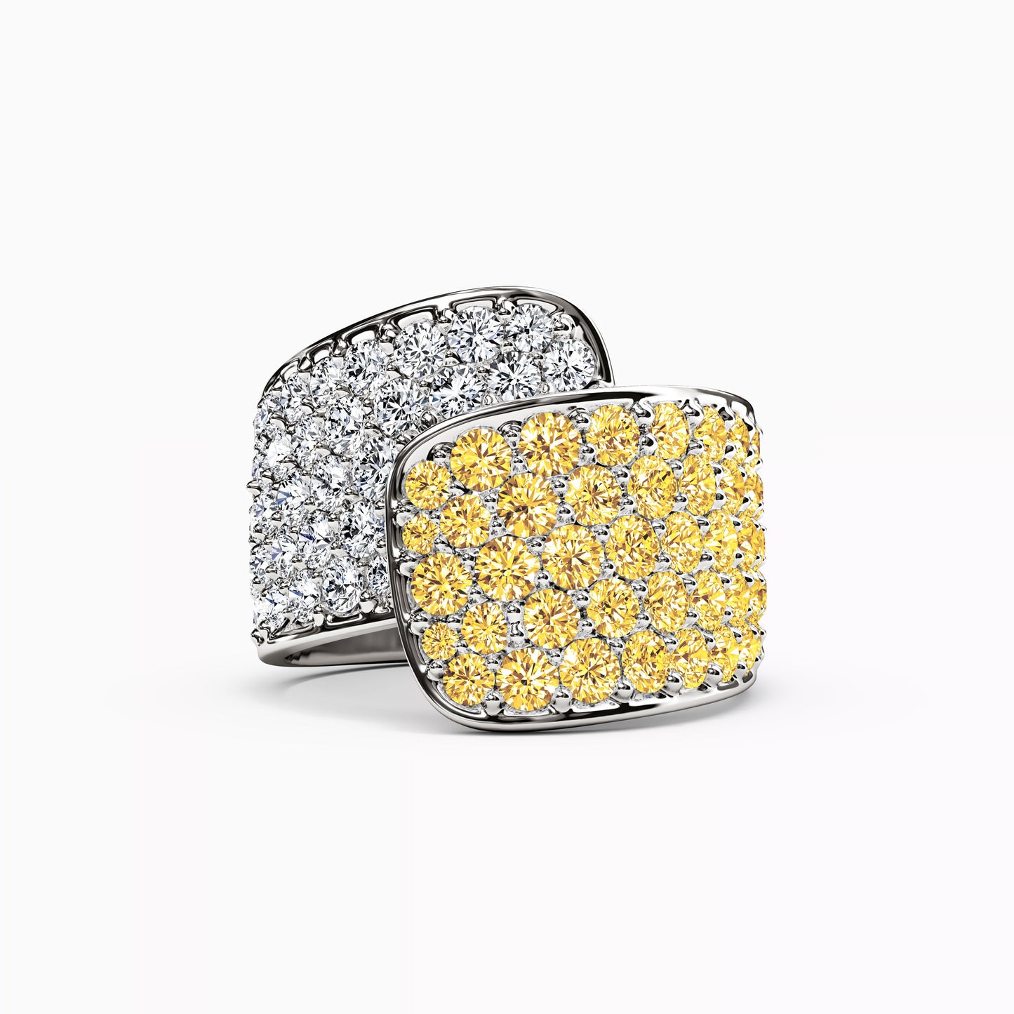 Yellow & White Diamond Row Wrap Ring in 14K Gold