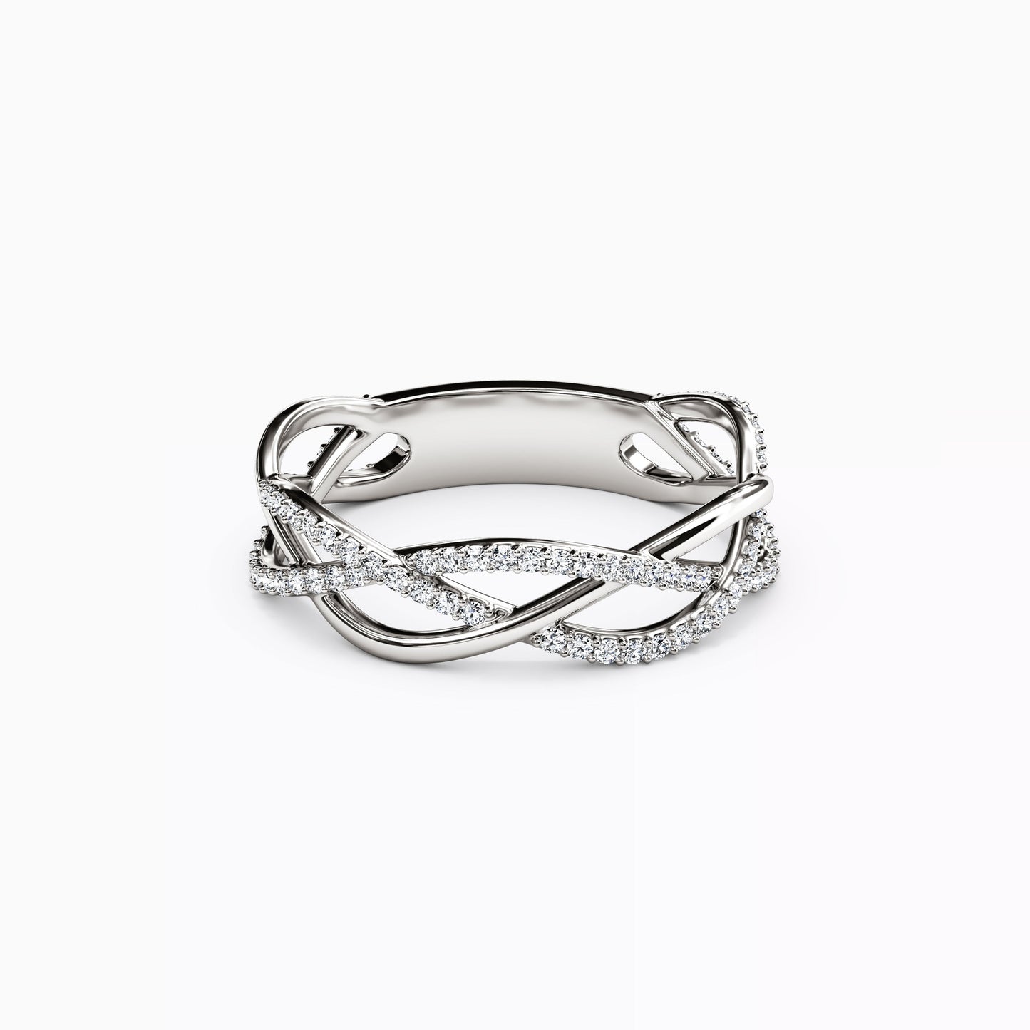 Diamond Woven Knot Ring in 14K Gold