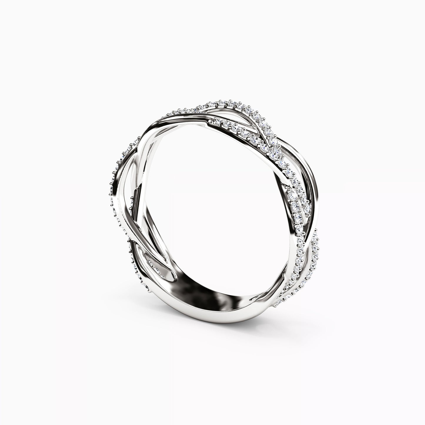 Diamond Woven Knot Ring in 14K Gold