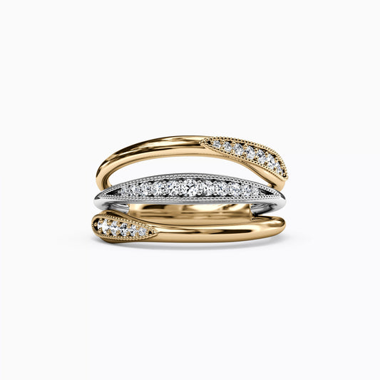 Diamond Channel Triple Band Ring in 14K Gold