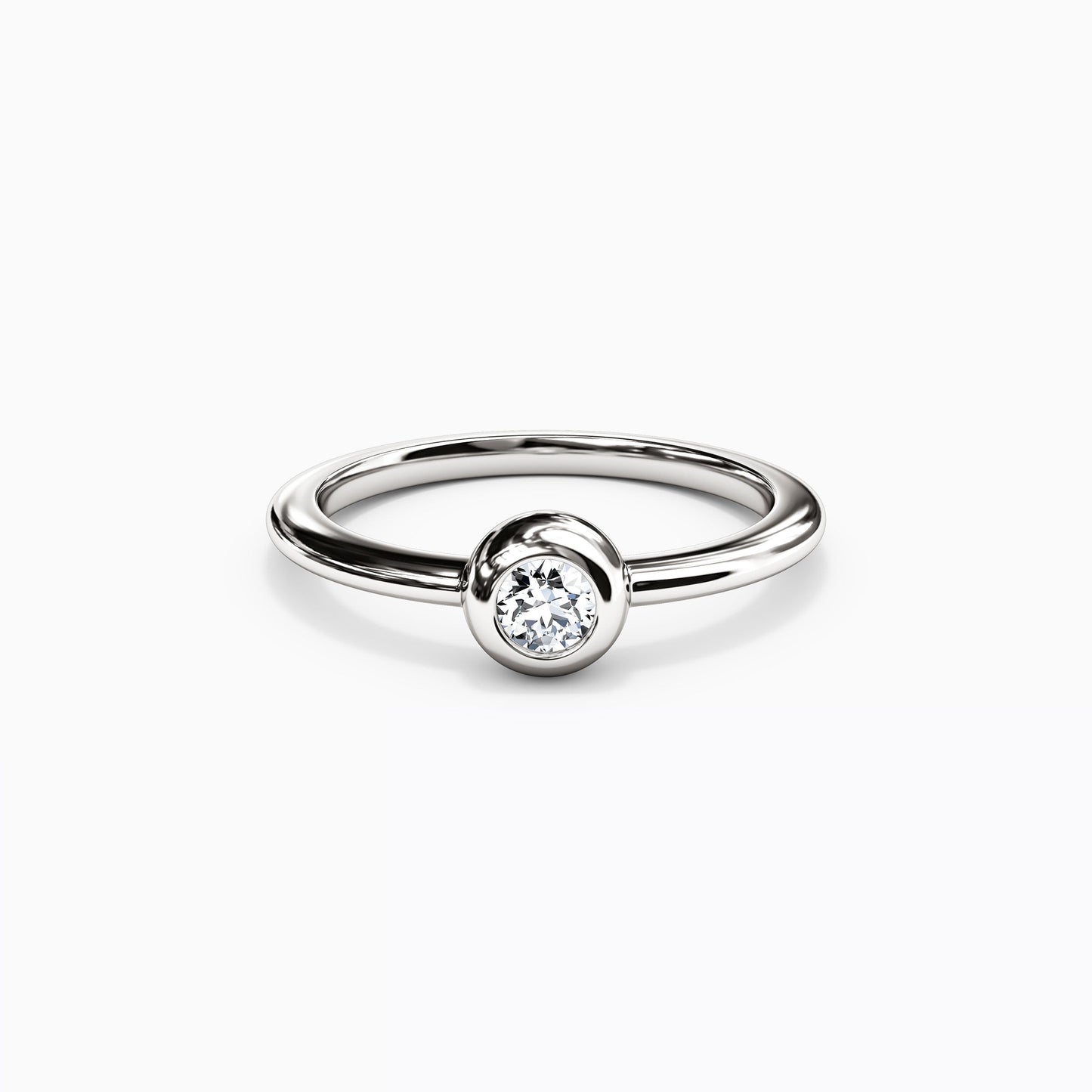Single Diamond Bezel Ring in 14K Gold