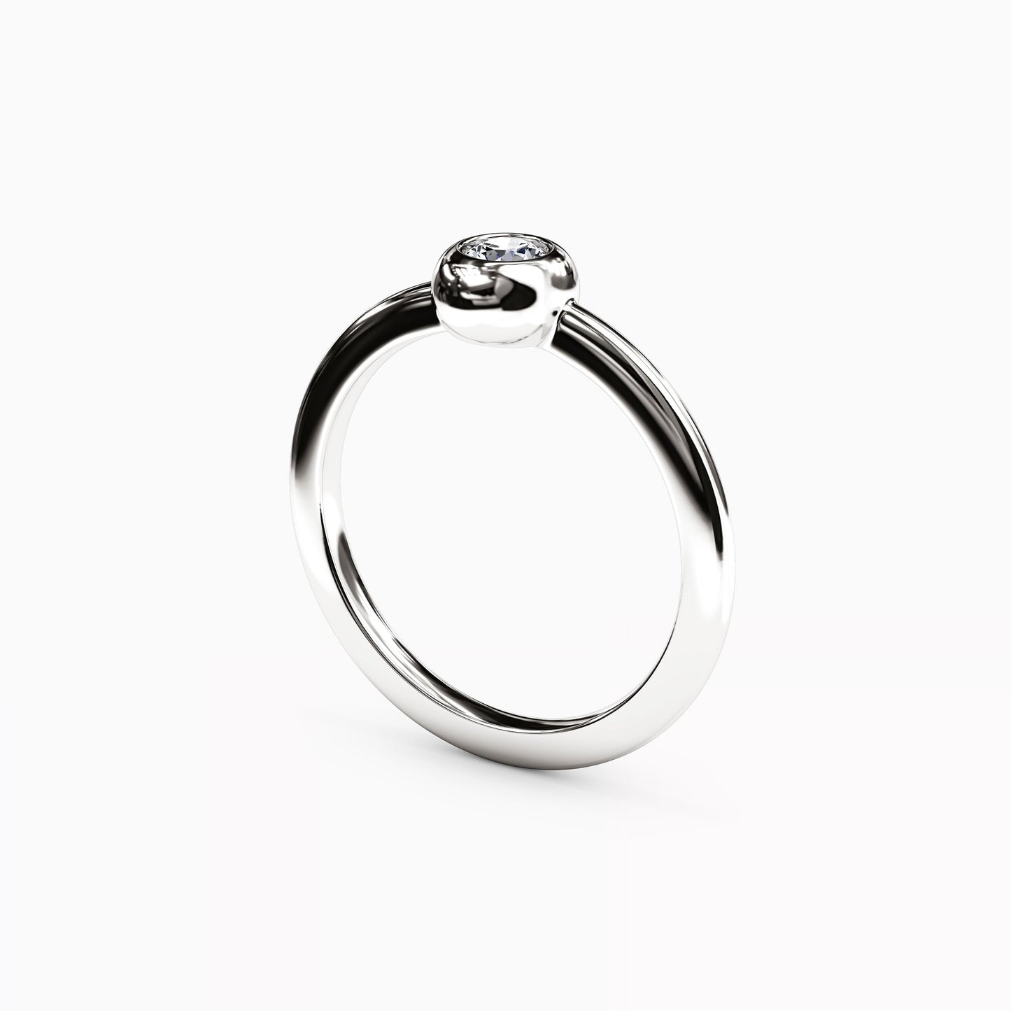 Single Diamond Bezel Ring in 14K Gold
