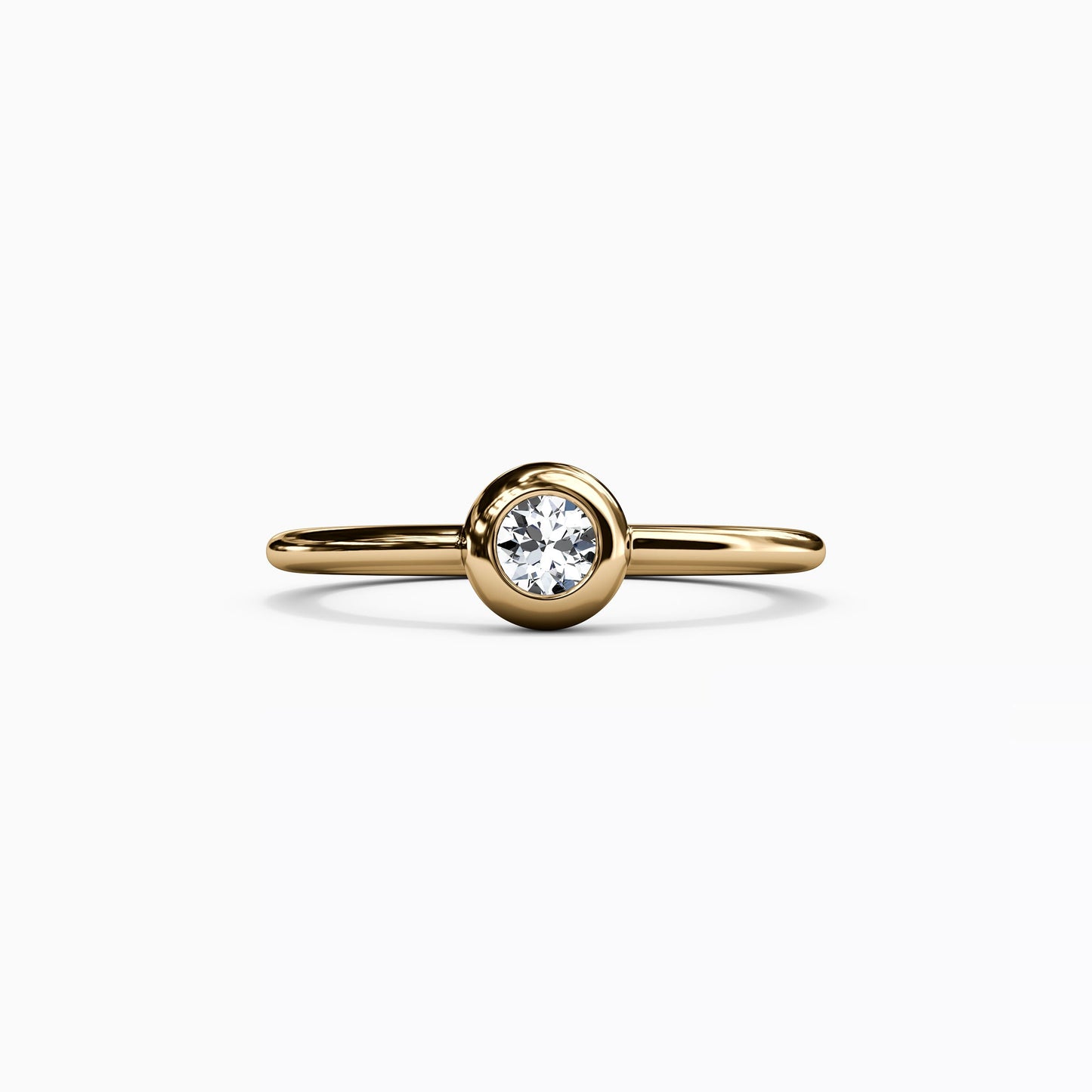 Single Diamond Bezel Ring in 14K Gold