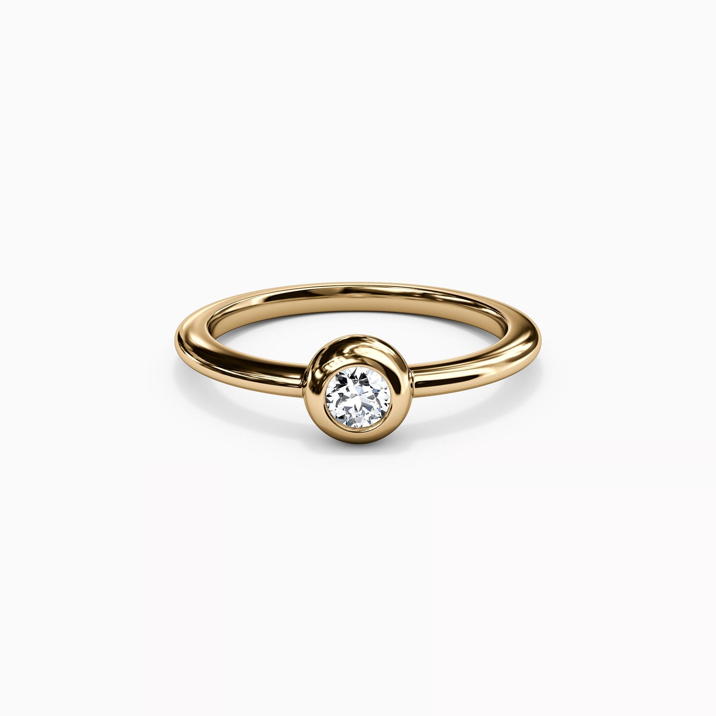 Single Diamond Bezel Ring in 14K Gold