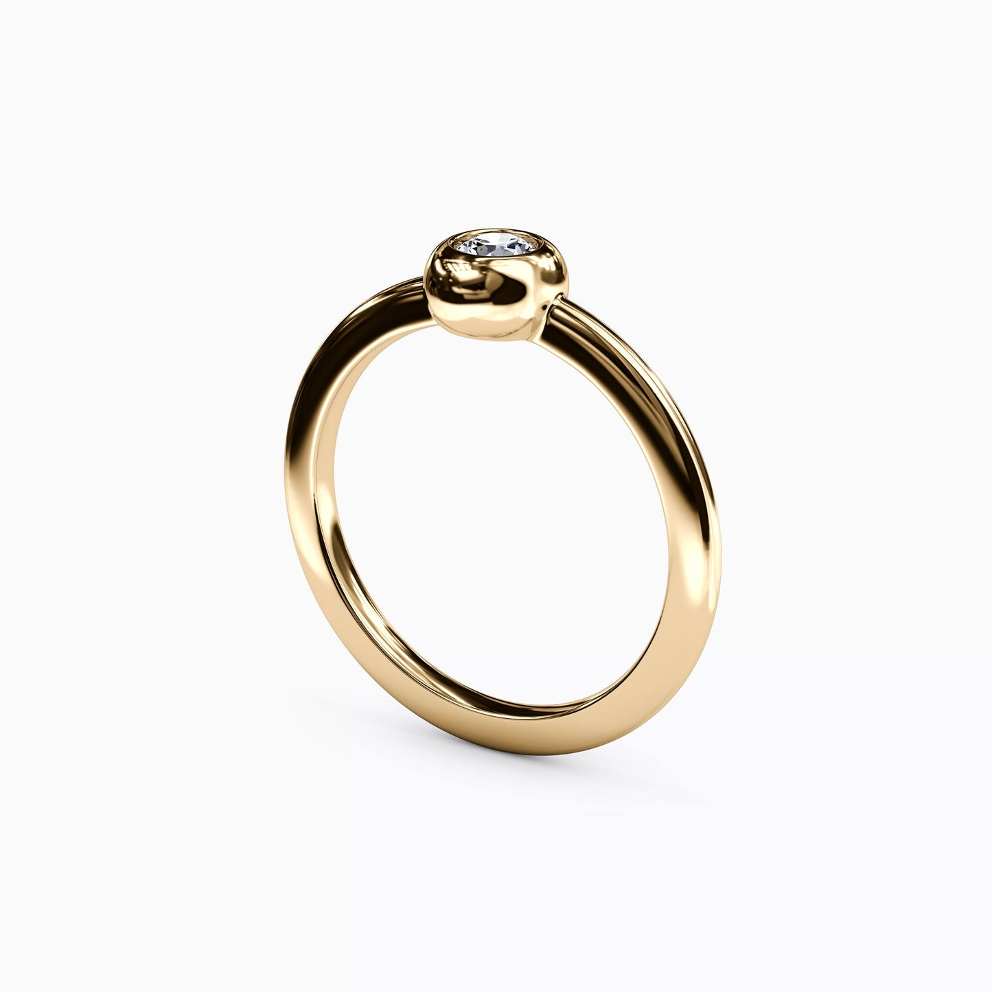 Single Diamond Bezel Ring in 14K Gold