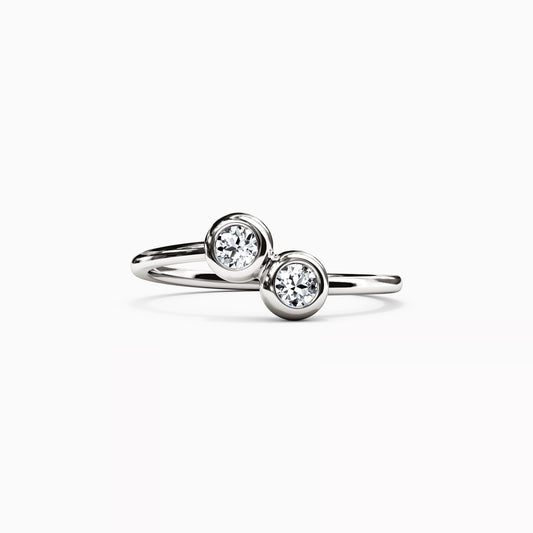 Double Diamond Bezel Ring in 14K Gold