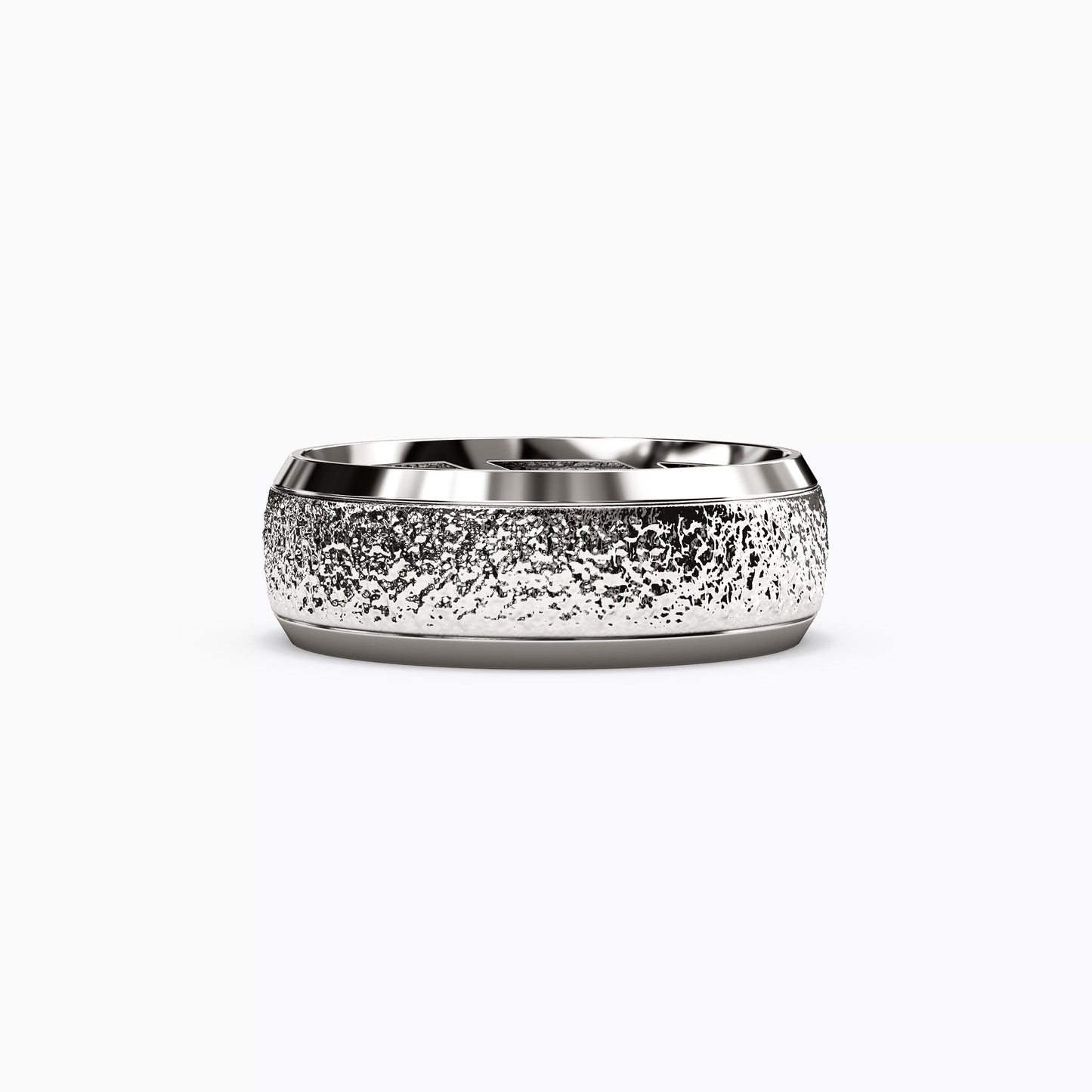 Stipple Finish Wedding Band in 18K Gold