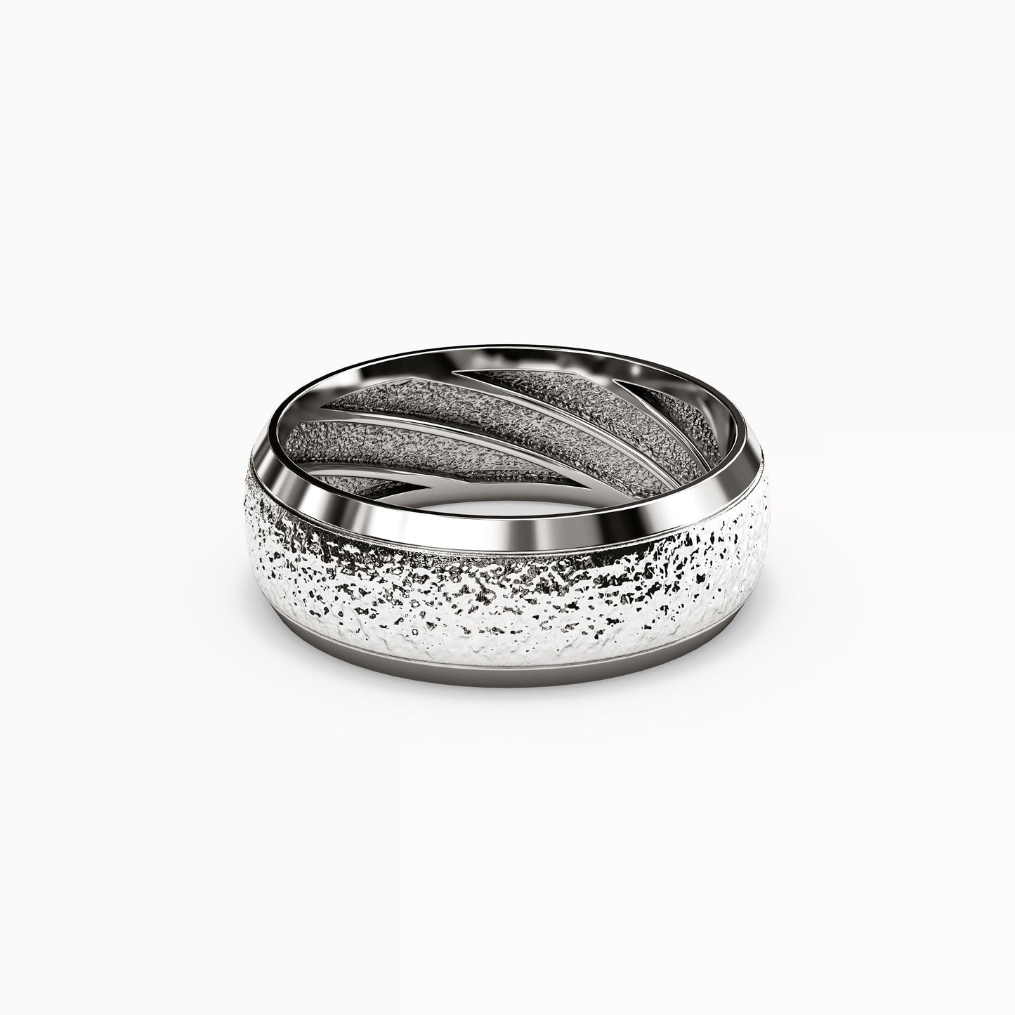 Stipple Finish Wedding Band in 18K Gold