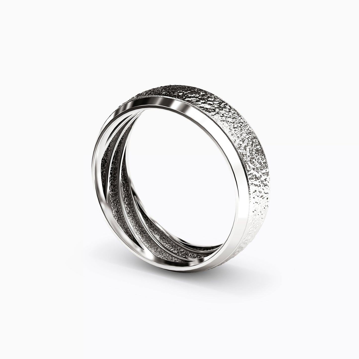 Stipple Finish Wedding Band in 18K Gold