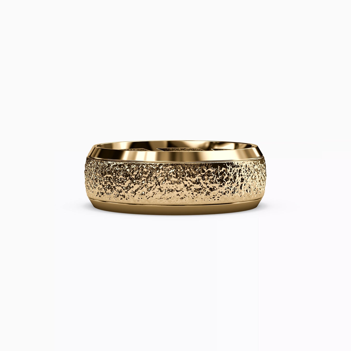 Stipple Finish Wedding Band in 18K Gold