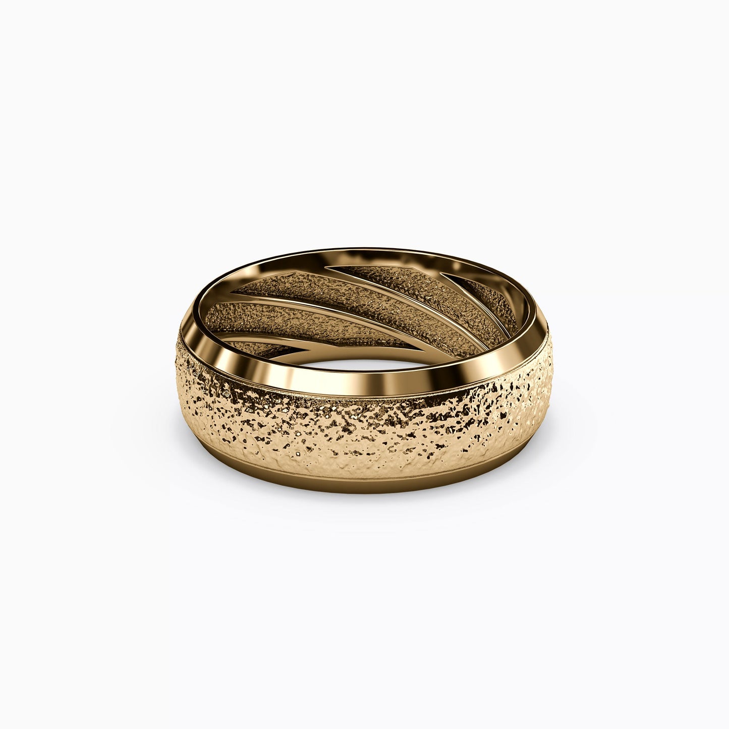Stipple Finish Wedding Band in 18K Gold