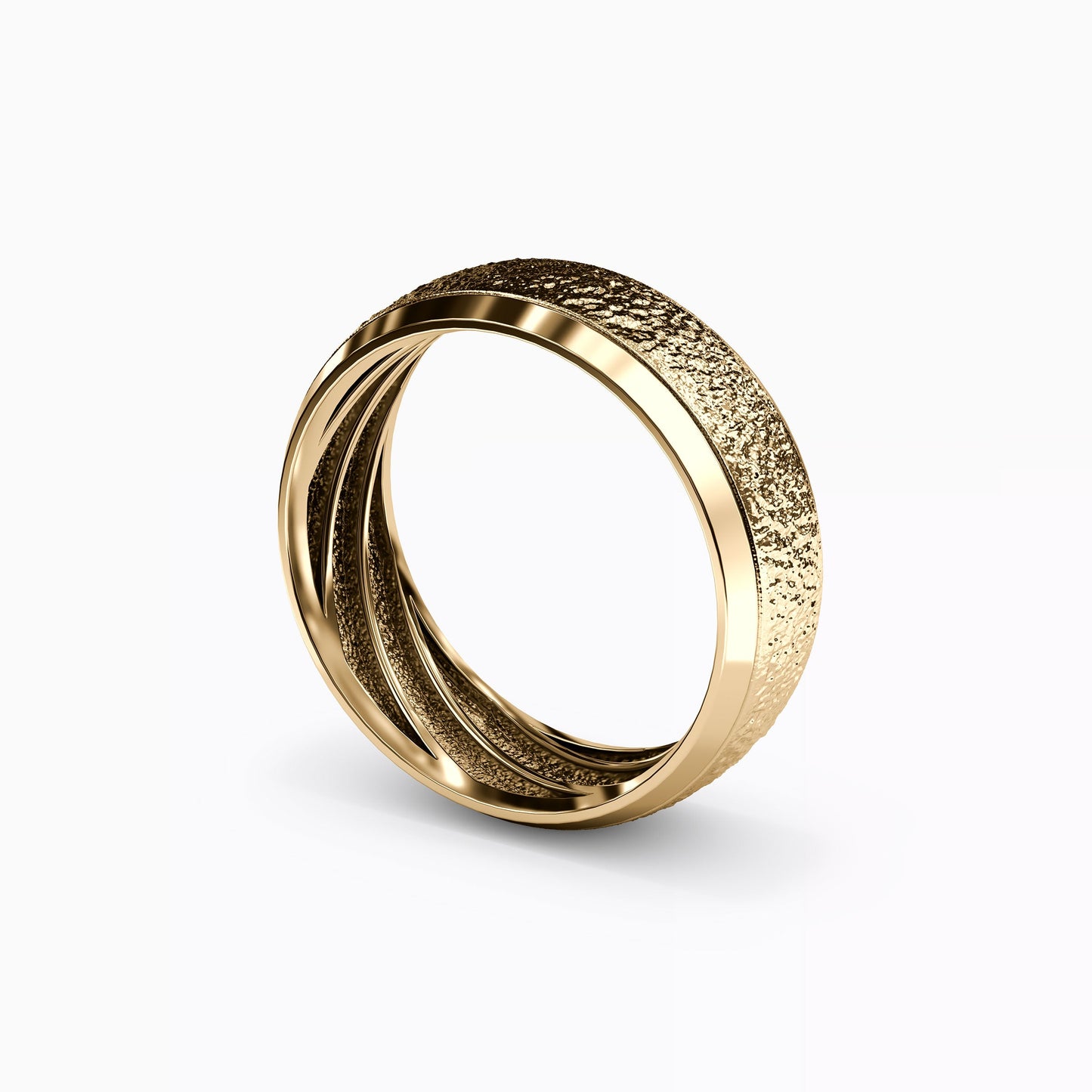 Stipple Finish Wedding Band in 18K Gold