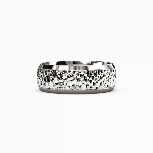 Hammered Finish Wedding Band in 14K Gold