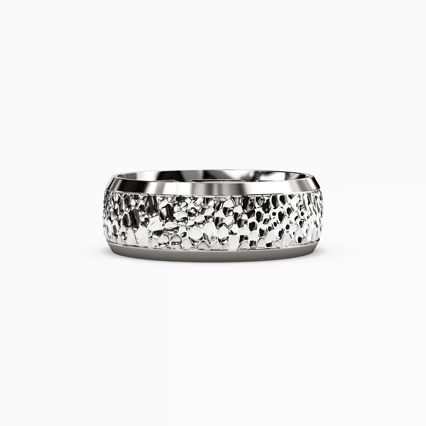 Hammered Finish Wedding Band in 18K Gold