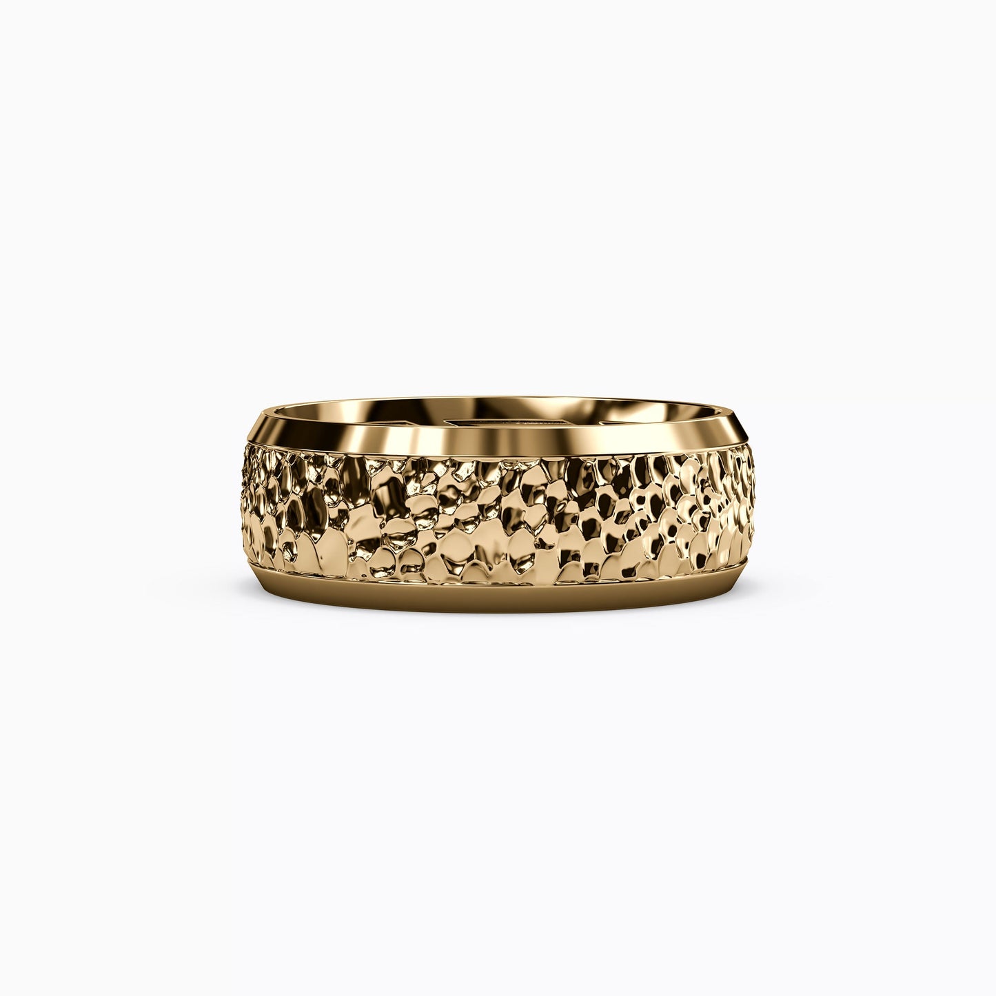 Hammered Finish Wedding Band in 18K Gold
