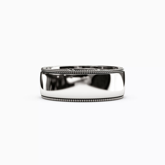 Dome Polished Milgrain Wedding Band in 14K Gold
