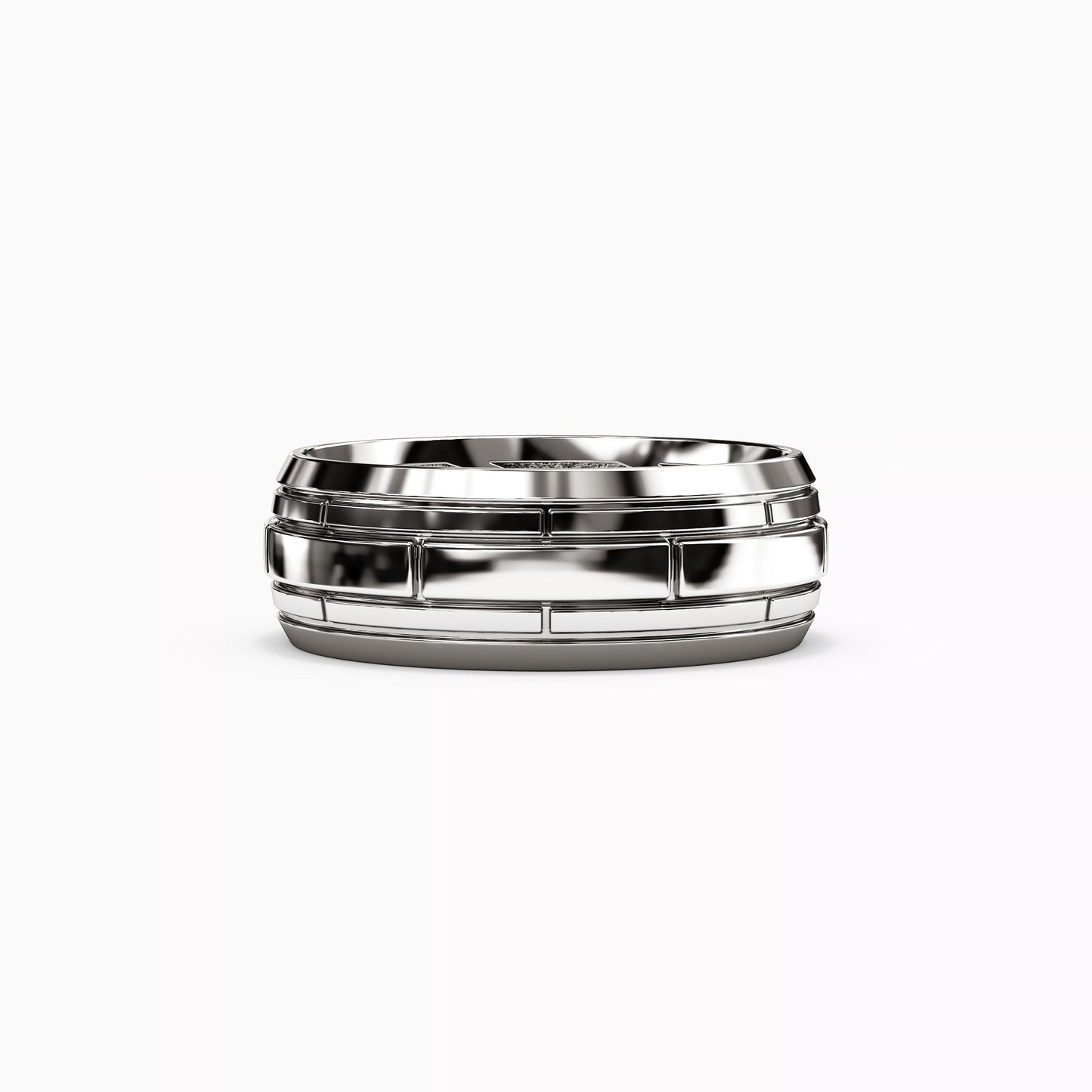Brick Texture Wedding Band in 18K Gold