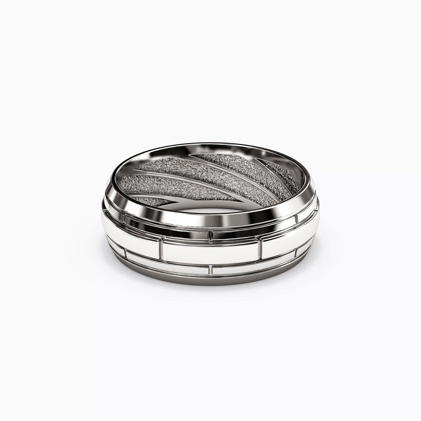 Brick Texture Wedding Band in 18K Gold
