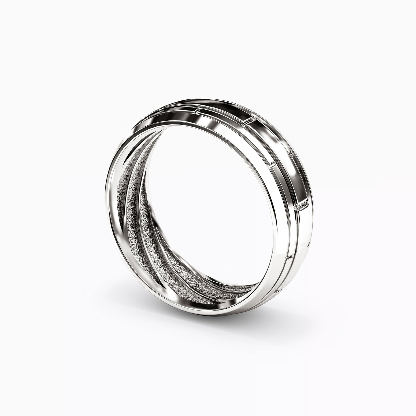 Brick Texture Wedding Band in 18K Gold