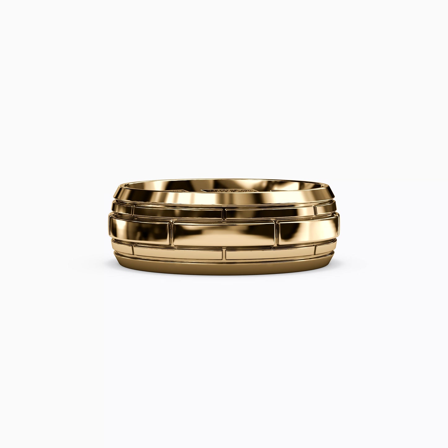 Brick Texture Wedding Band in 18K Gold