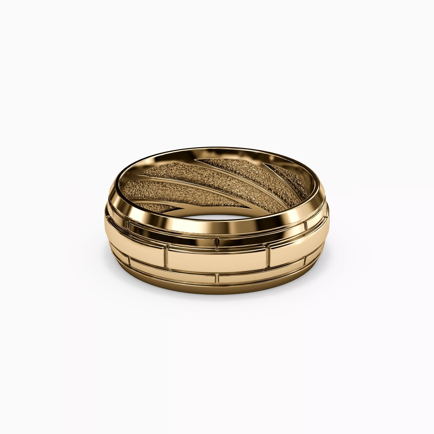 Brick Texture Wedding Band in 18K Gold