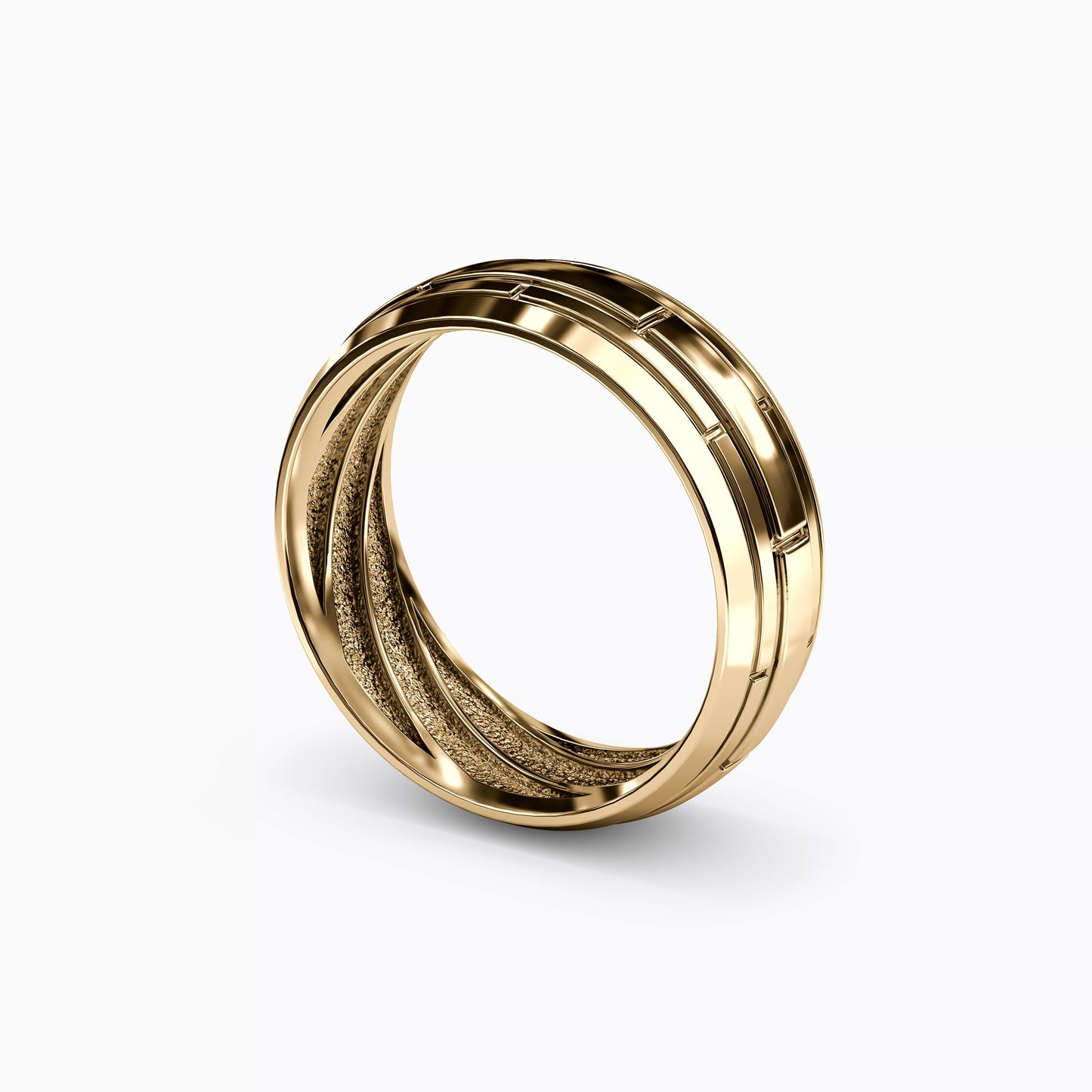 Brick Texture Wedding Band in 18K Gold