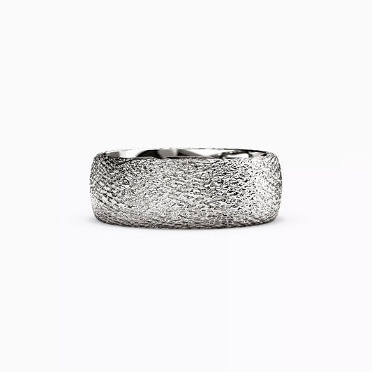 Cross-Hatch Texture Wedding Band in Platinum