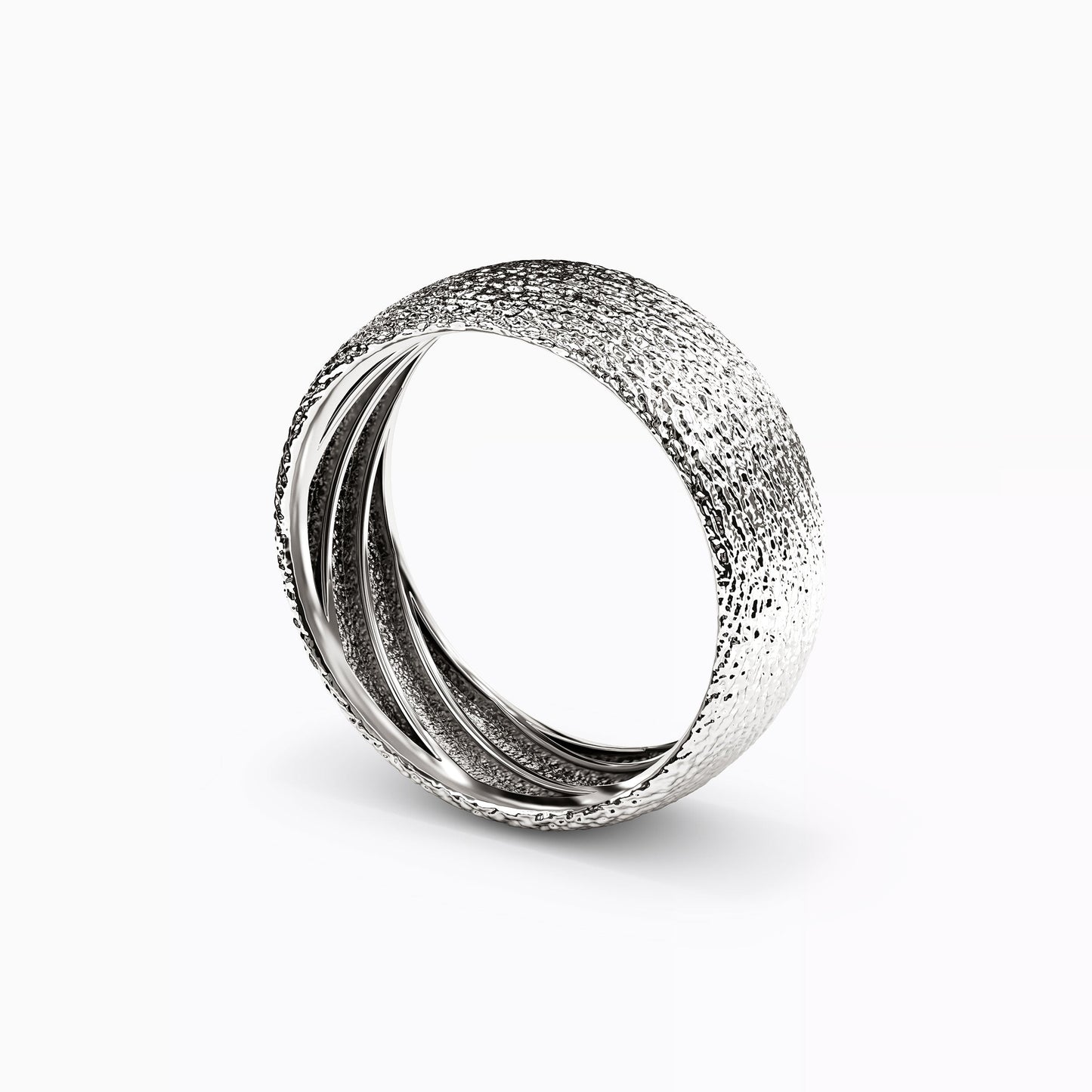 Cross-Hatch Texture Wedding Band in 14K Gold