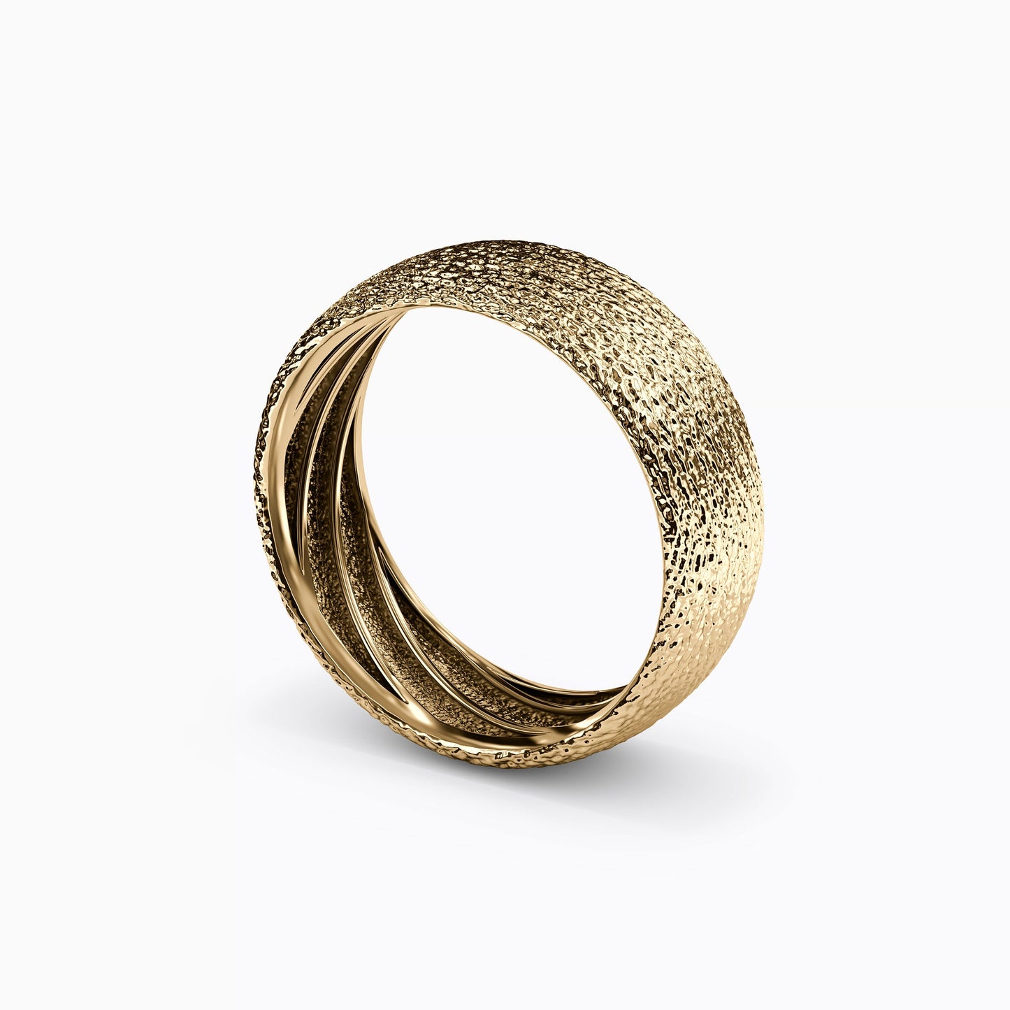 Cross-Hatch Texture Wedding Band in 14K Gold