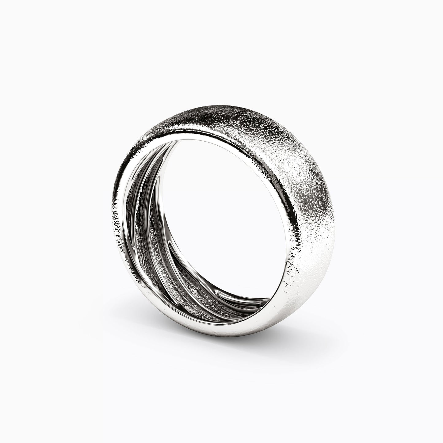 Diamond Brushed Wedding Band in Platinum