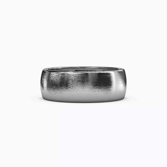 Dome Shaped Sandpaper Finish Men's Ring in Sterling Silver
